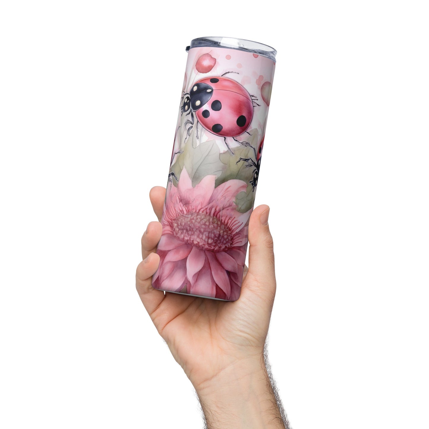 Pink Lady Bug Stainless steel tumbler