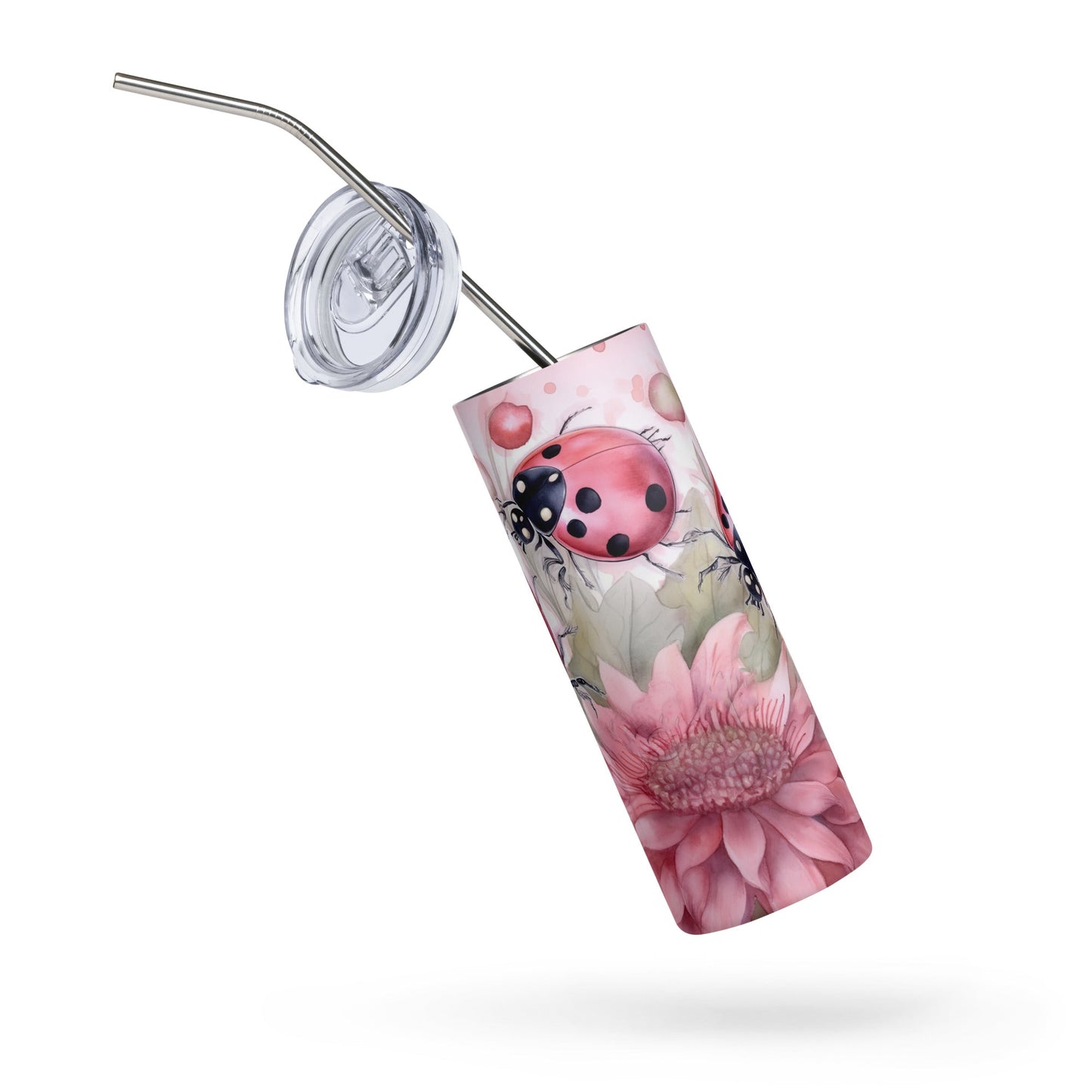 Pink Lady Bug Stainless steel tumbler