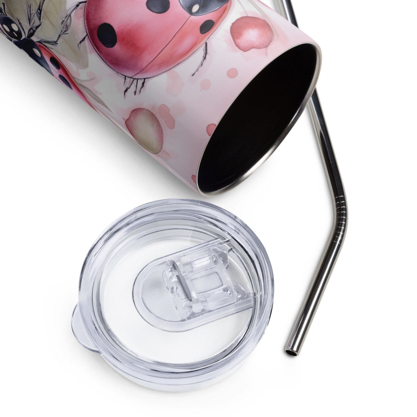 Pink Lady Bug Stainless steel tumbler