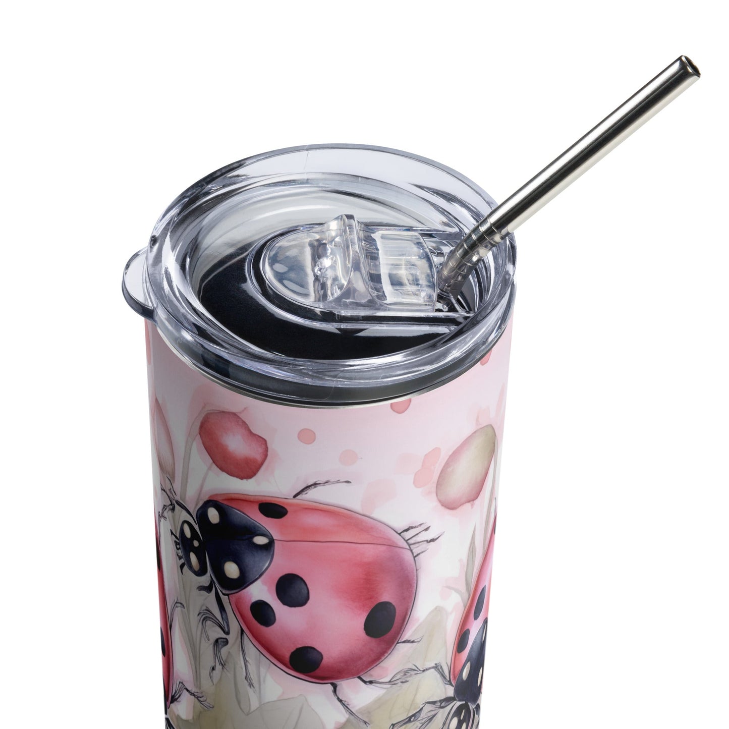 Pink Lady Bug Stainless steel tumbler