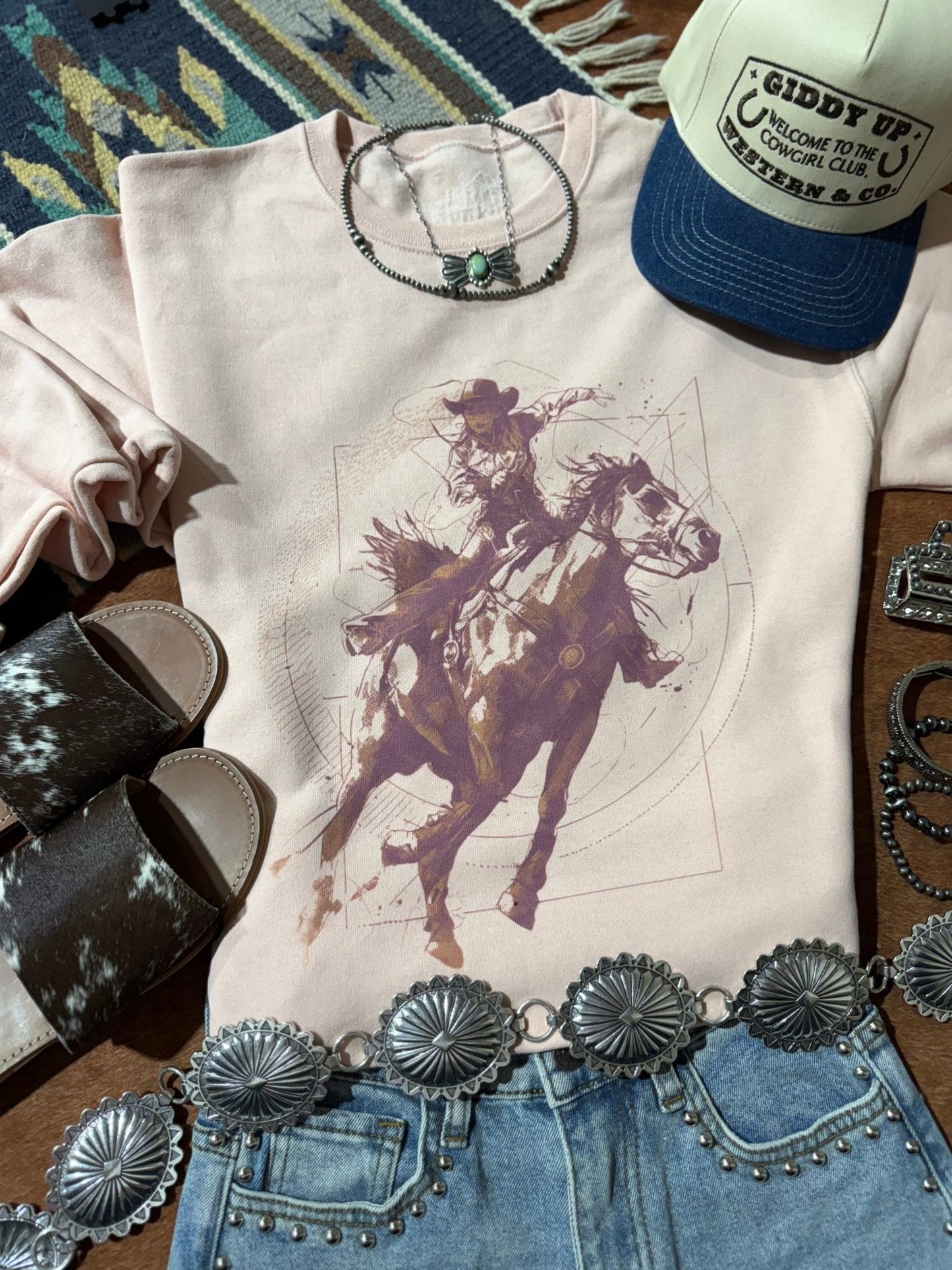 Vintage Modern Cowgirl Graphic Sweatshirt