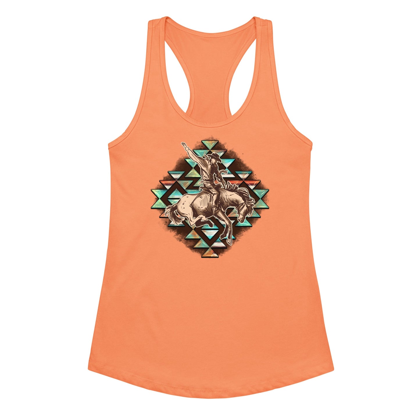 Aztec Cowboy Women’s Fitted Racerback Tank Top