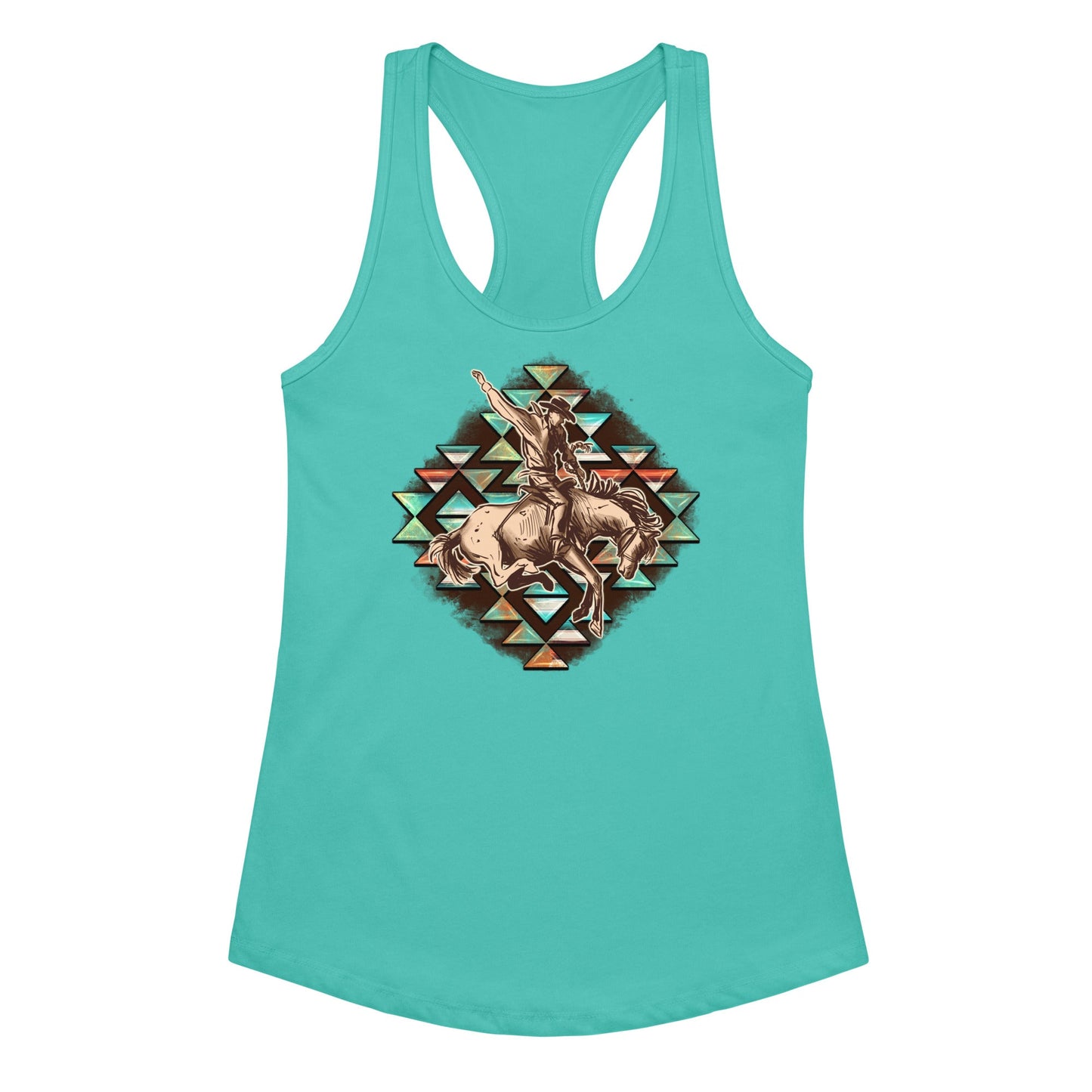 Aztec Cowboy Women’s Fitted Racerback Tank Top