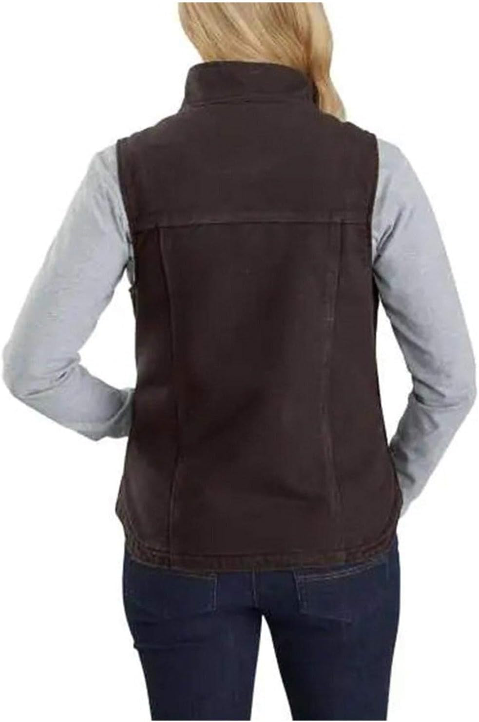 Women'S Relaxed Fit Washed Duck Sherpa-Lined Mock-Neck Vest