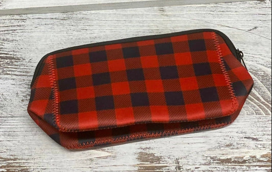 Neoprene Make up bag- Red and black and White and Black buffalo