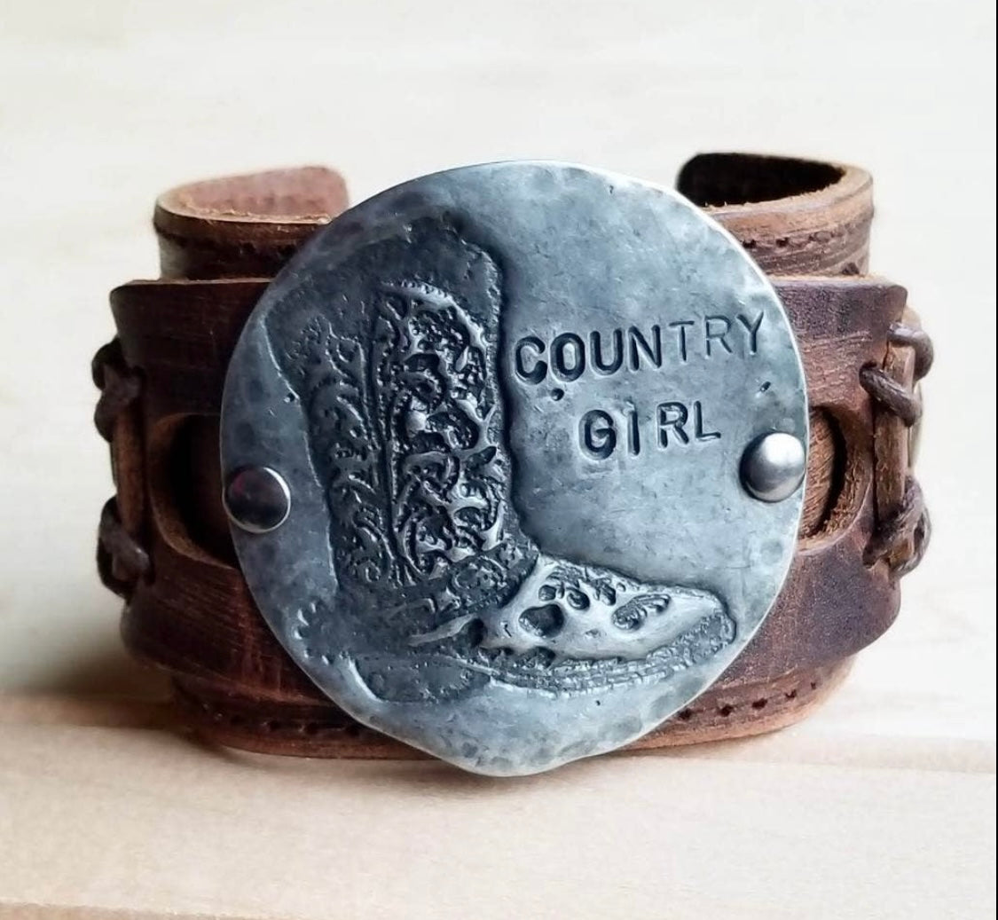 Molten Metal Country Girl Cuff In antique Silver