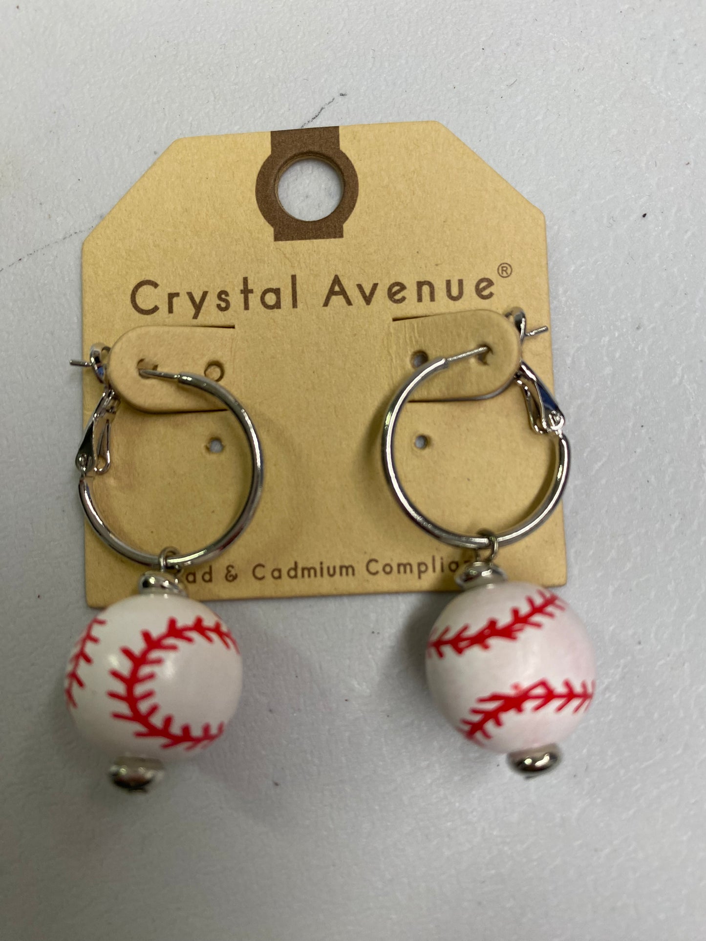 In The Ballpark Baseball Silvertone Hoop Earrings