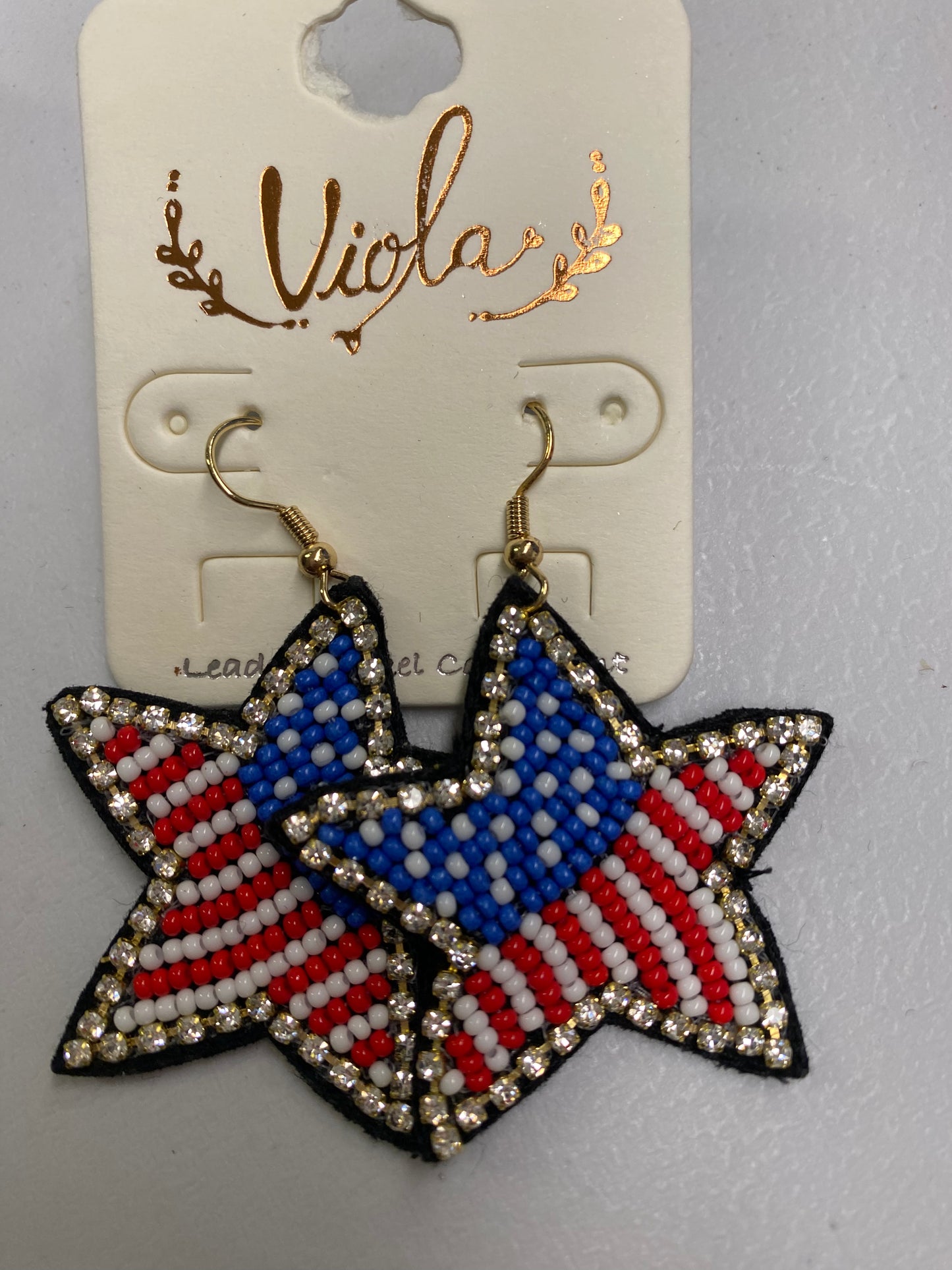 Patriotic Seed Bead Stars and Strips Earrings