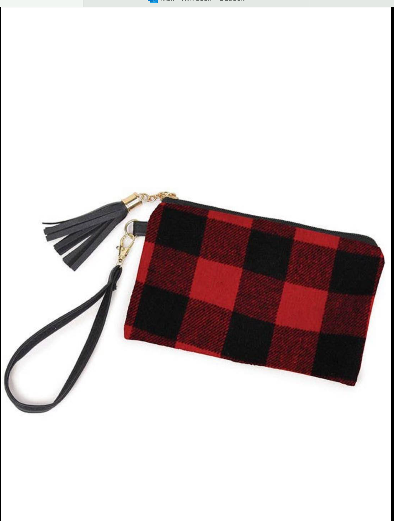 Buffalo Check Pouch Bag with Wristlet