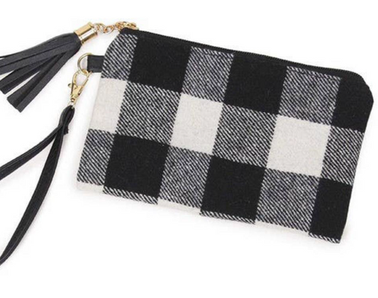 Buffalo Check Pouch Bag with Wristlet