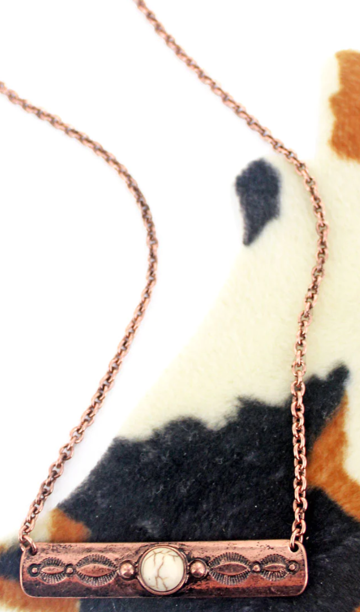 Montrose White and Coppertone Bar Necklace