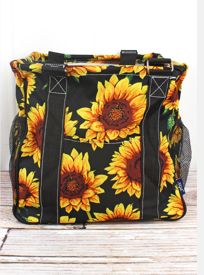 Sunflower Mini Collapsible Haul it All basket with Mesh Pockets