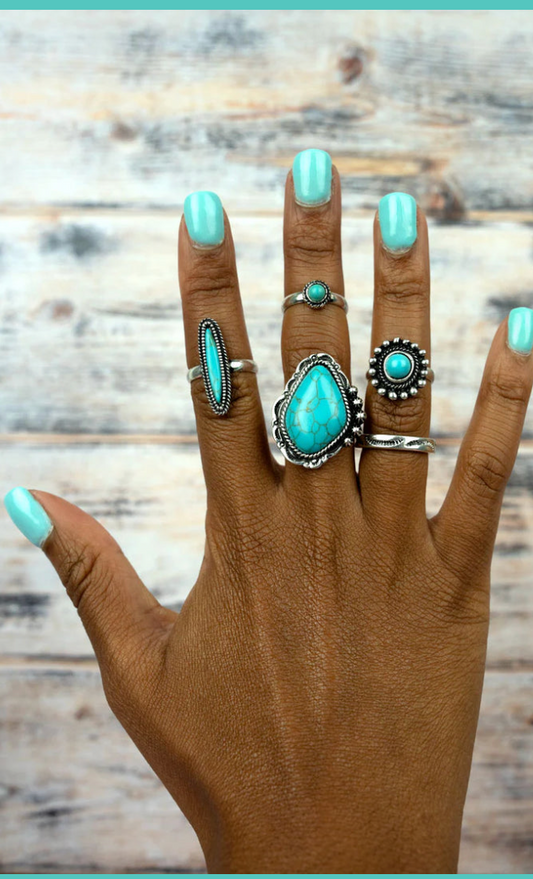 Turquoise Rio 5 Pc Ring set