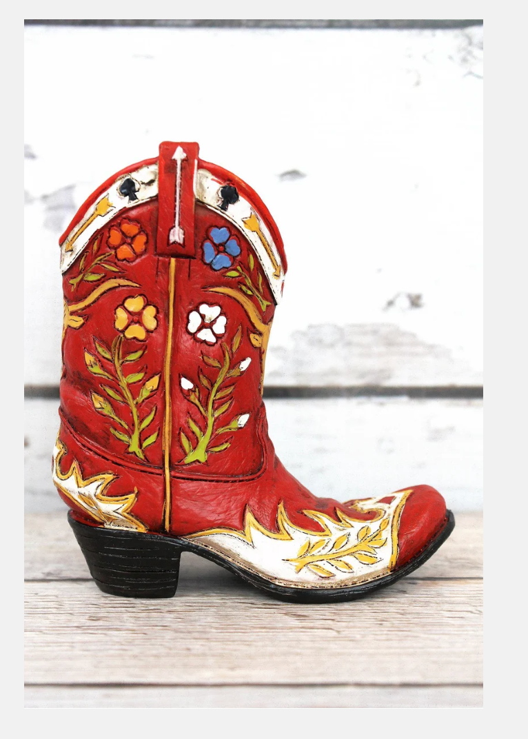 Freestanding Resin Cowboy Boots