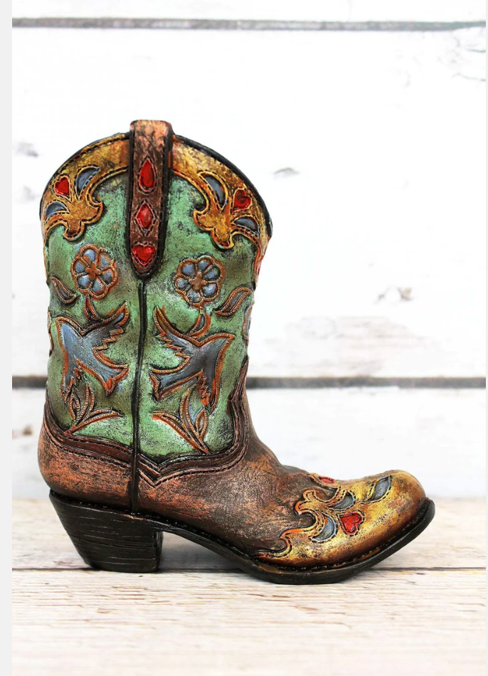 Freestanding Resin Cowboy Boots