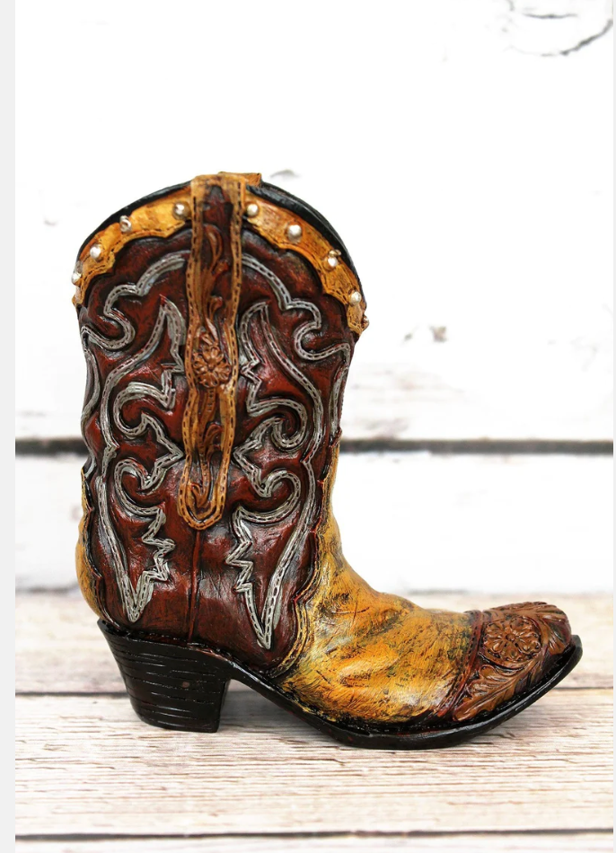 Freestanding Resin Cowboy Boots