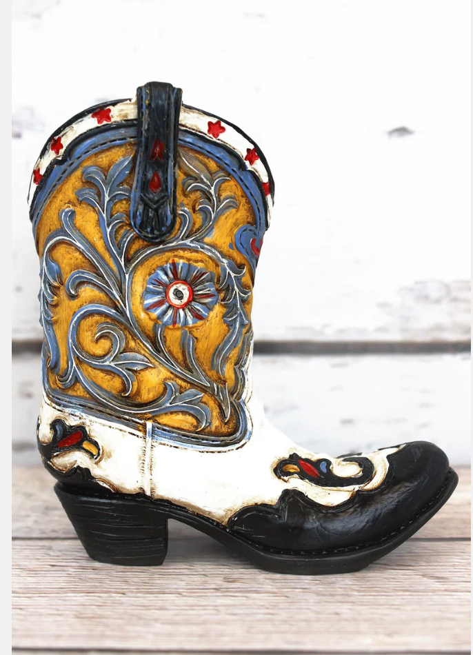 Freestanding Resin Cowboy Boots