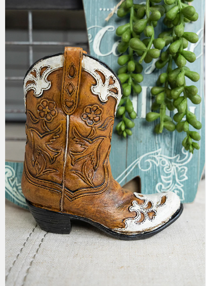 Freestanding Resin Cowboy Boots