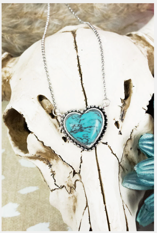 Turquoise Hartsville Silvertone Necklace