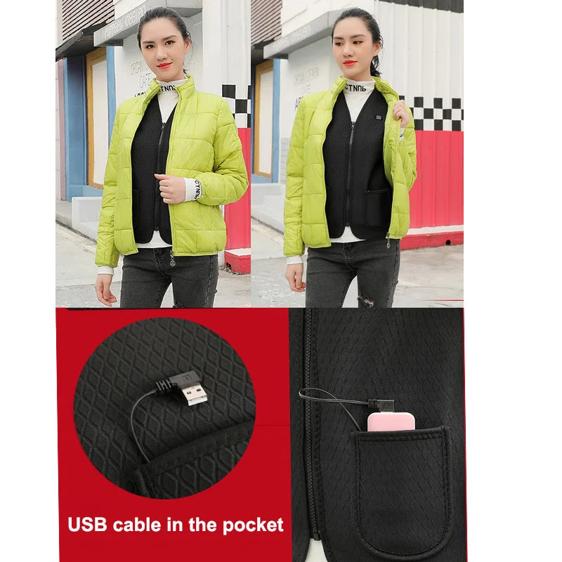 Electric Heated Vest USB Heated Jacket Winter Jacket Women Men V Neck Thermal Vest Vestes Veste Femme Self Heating Vests