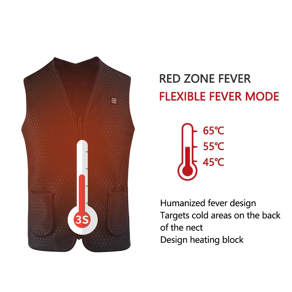 Electric Heated Vest USB Heated Jacket Winter Jacket Women Men V Neck Thermal Vest Vestes Veste Femme Self Heating Vests