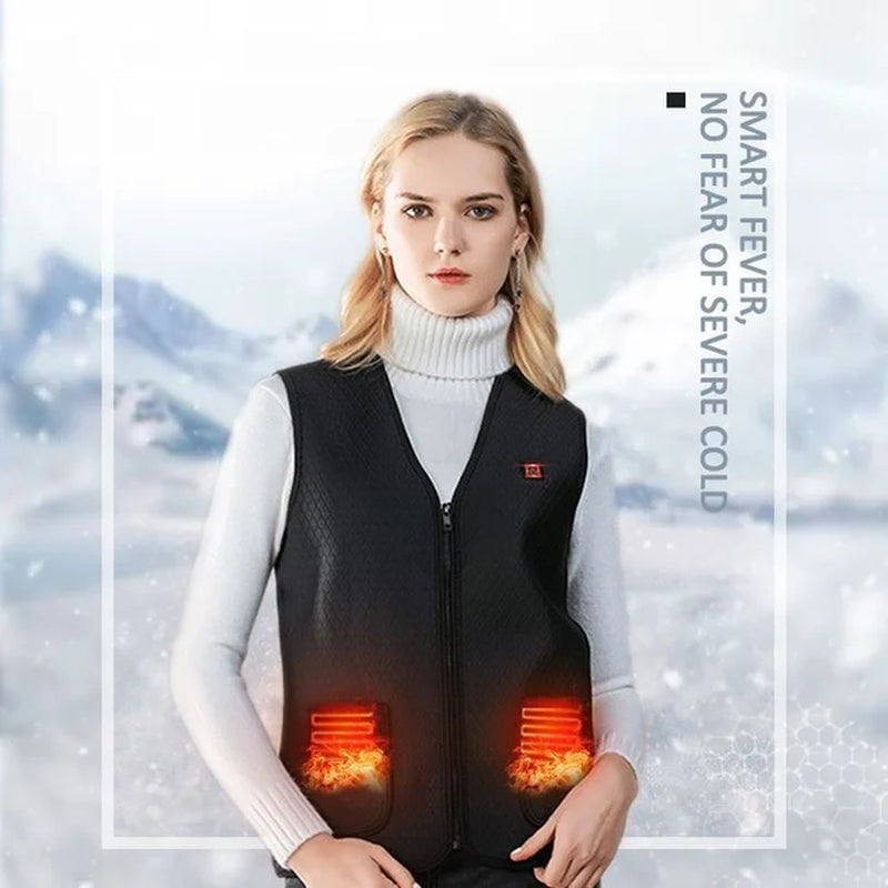 Electric Heated Vest USB Heated Jacket Winter Jacket Women Men V Neck Thermal Vest Vestes Veste Femme Self Heating Vests