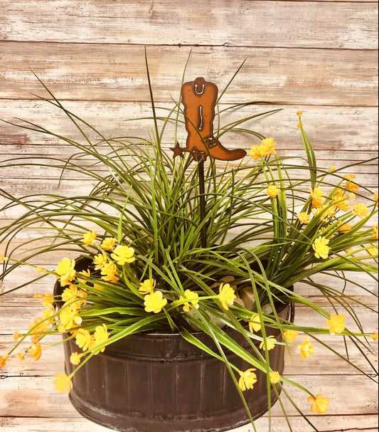 Western Rodeo Boot Garden Stake