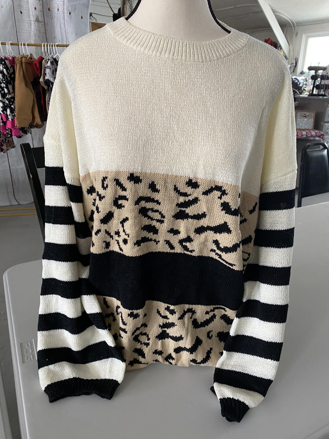 Leopard and Strip Sweater