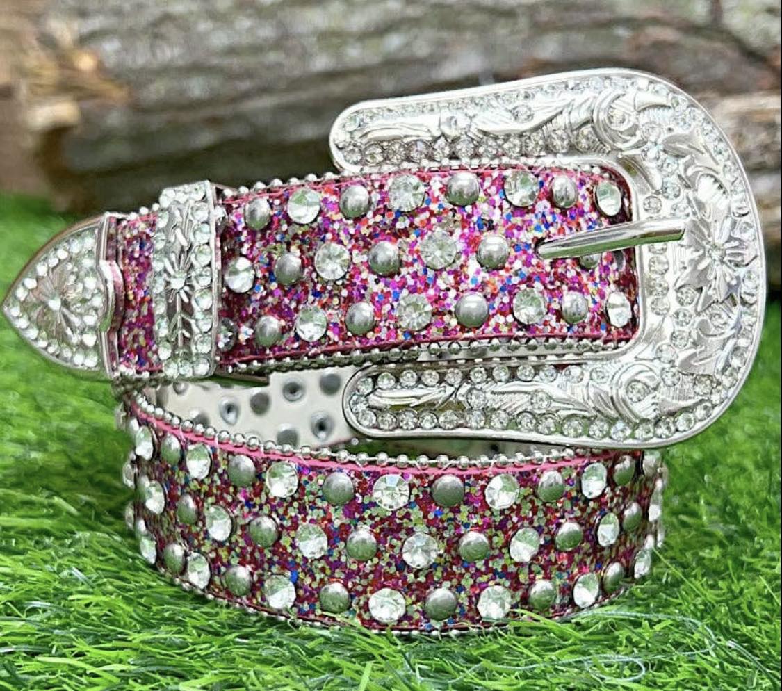 HotPink or Silver Rhinestone and Glittery Belt for Kids
