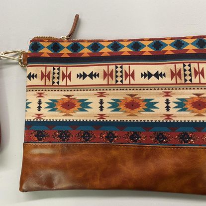 Multicolor Western Aztec Print Clutch/Handbag